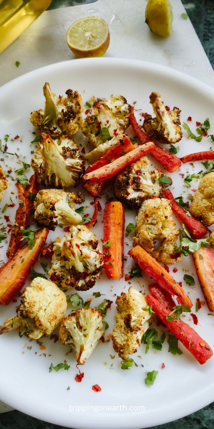 roasted cauliflower and carrots