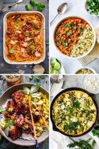 collage of spring dinner ideas