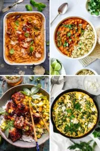 collage of spring dinner ideas